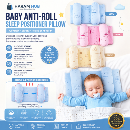 🛒 👶 Premium Baby Anti-Roll Sleep Positioner Pillow | 🛏️ Adjustable Newborn Sleeping Support Cushion | ☁️ Soft & Breathable Baby Pillow